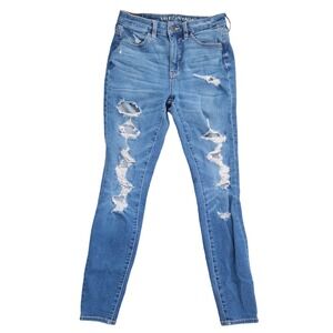 American Eagle The Dream Jean Distressed Skinny Super High Rise Jegging 4 Reg